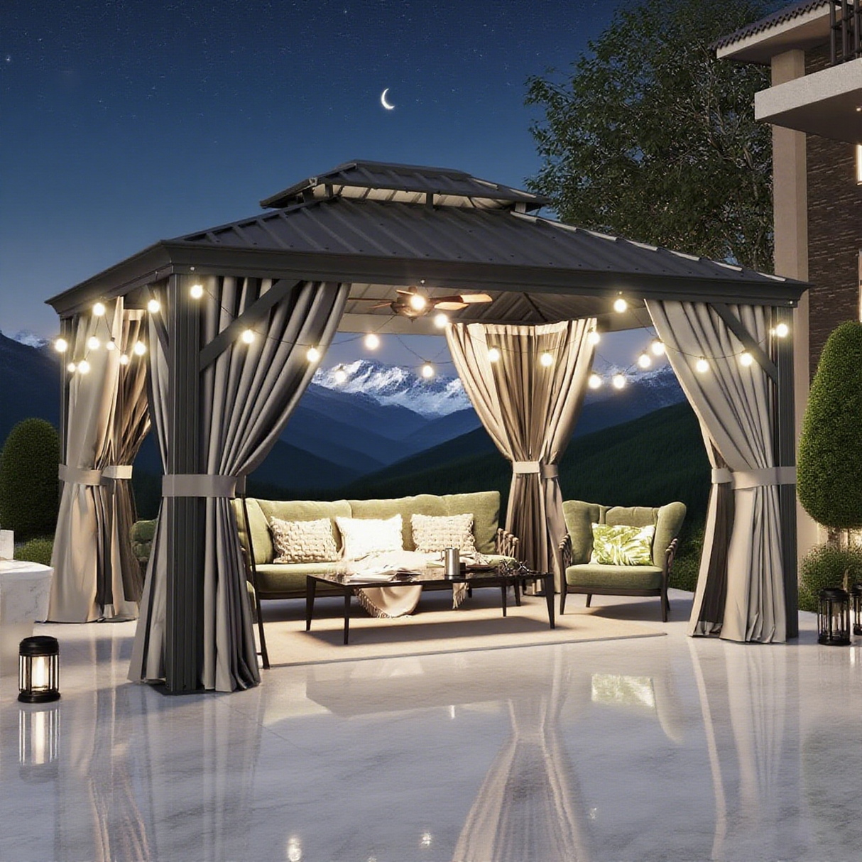 Patioslife Patio Umbrella & Gazebo Lights Control Battery Operated Parasol Ambient Lighting for Backyard Pool and Beach Umbrella Décor