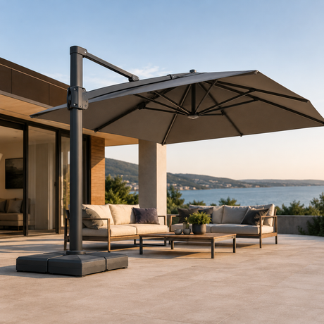 Full-Rib LED Cantilever Umbrella Guide for Patios, Gardens and Poolside Spaces