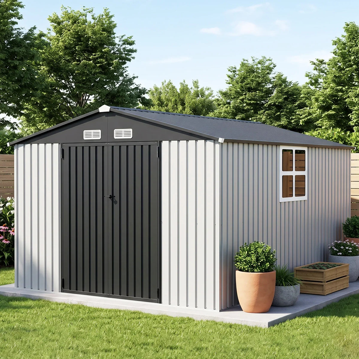 Metal Storage Shed Organization Ideas for Lawn Mowers, Tools &amp; Backyard Equipment