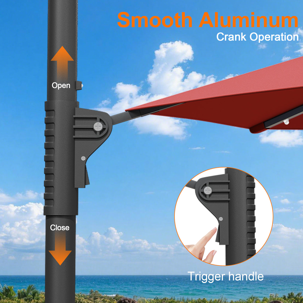 Patioslife Aegis 10ft Round Cantilever Patio Umbrella with solar LED lights | Premium Cover | Large Base