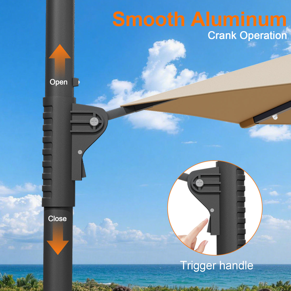 Patioslife Aegis 10ft Round Cantilever Patio Umbrella with solar LED lights | Premium Cover | Large Base