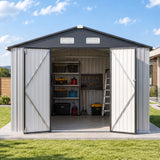Patioslife YardVault Pro Metal Storage Shed with Window, Galvanized Steel Outdoor Tool Shed