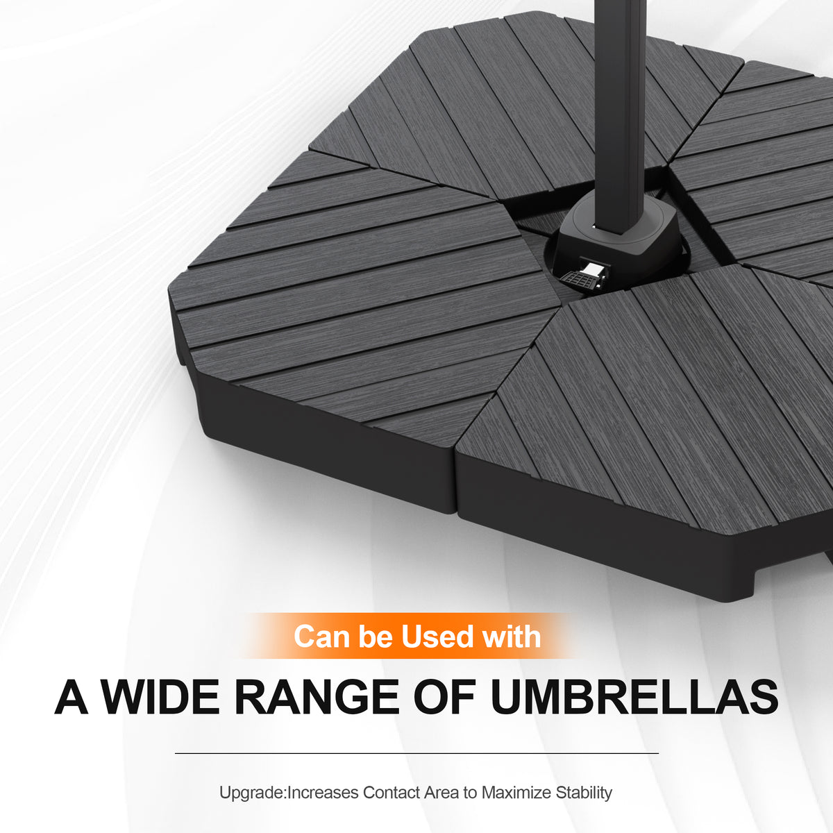 Patioslife 430 lbs (195kg) Heavy Duty Cantilever Umbrella Base for Aegis Series – 4-Piece Fillable Stand, Offset Parasol Base, Outdoor Patio Stability Support