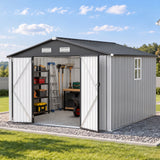 Patioslife YardVault Pro Metal Storage Shed with Window, Galvanized Steel Outdoor Tool Shed