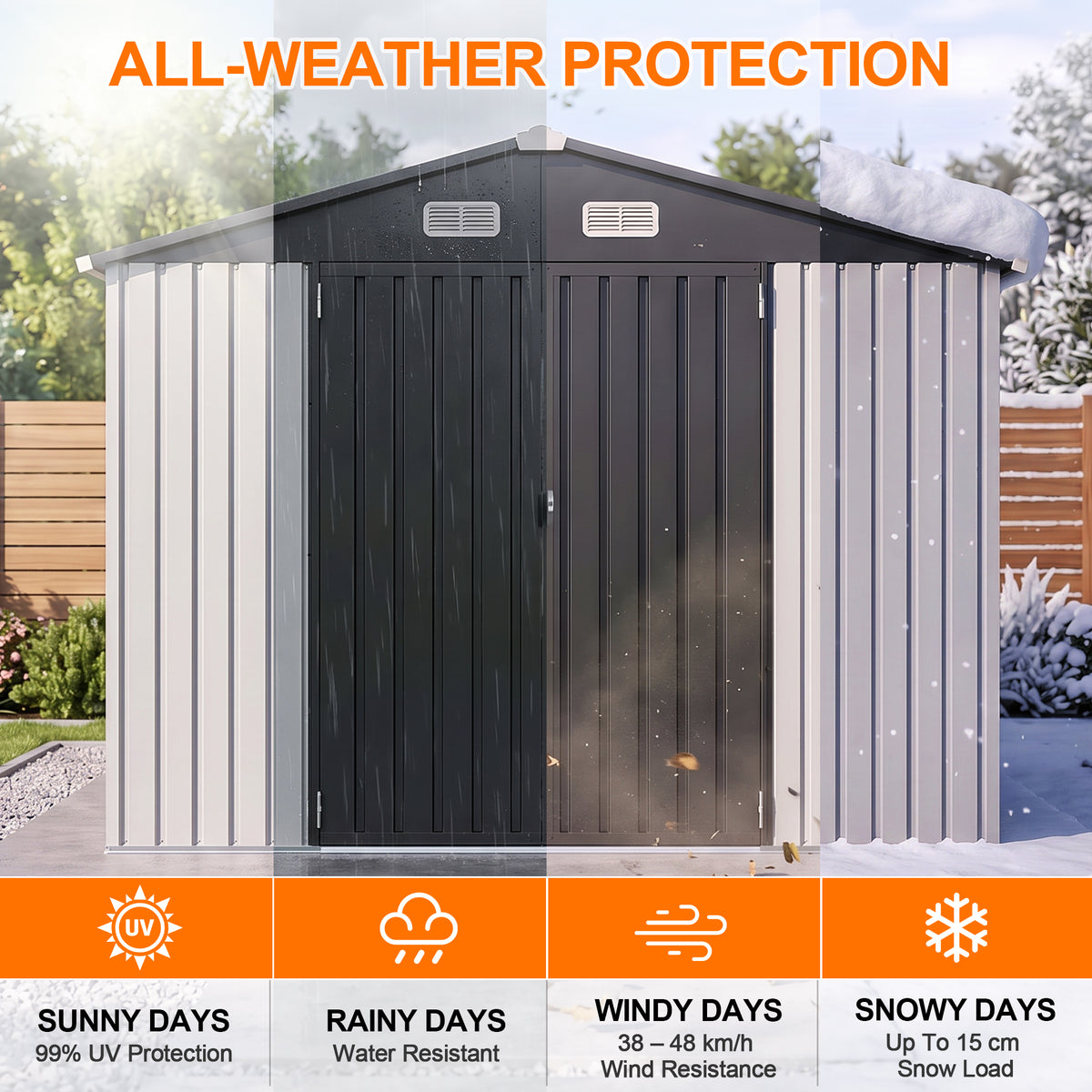 Patioslife YardVault Pro Metal Storage Shed with Window, Galvanized Steel Outdoor Tool Shed
