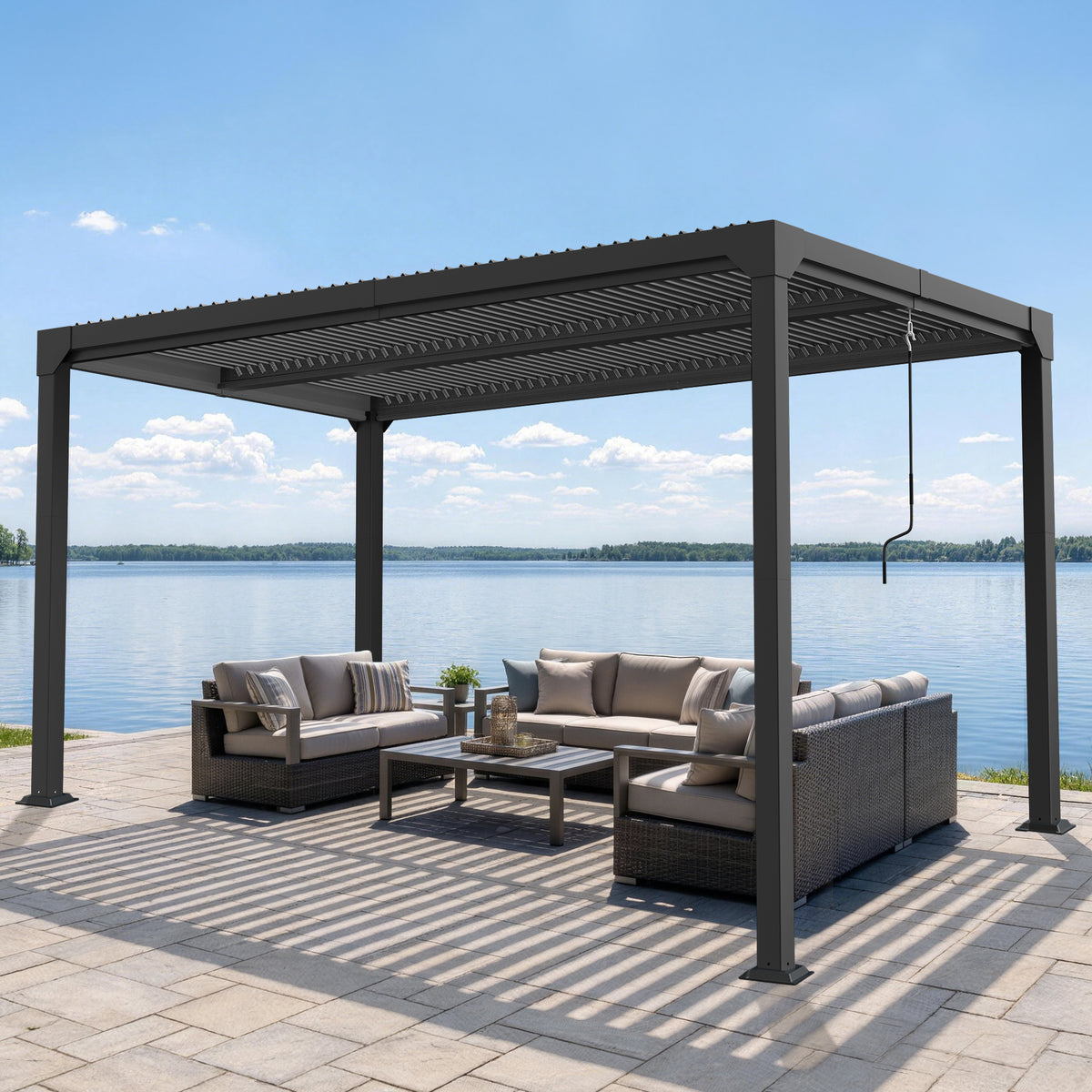 Patioslife Atlantic | Metal Louvered Pergola with Adjustable Roof, Freestanding All-Weather Shelter for Deck, Patio & Poolside