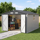 Patioslife YardVault Pro Metal Storage Shed with Window, Galvanized Steel Outdoor Tool Shed