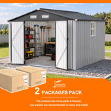 Patioslife YardVault Pro Metal Storage Shed with Window, Galvanized Steel Outdoor Tool Shed