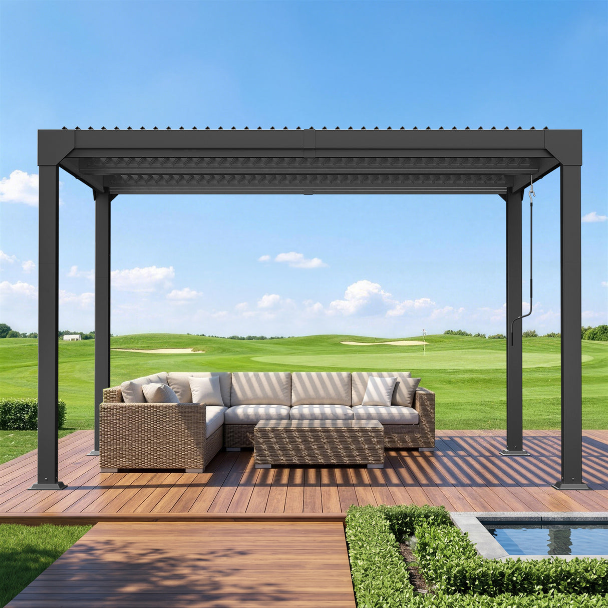 Patioslife Atlantic | Metal Louvered Pergola with Adjustable Roof, Freestanding All-Weather Shelter for Deck, Patio & Poolside