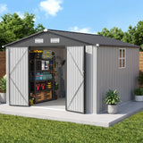 Patioslife YardVault Pro Metal Storage Shed with Window, Galvanized Steel Outdoor Tool Shed