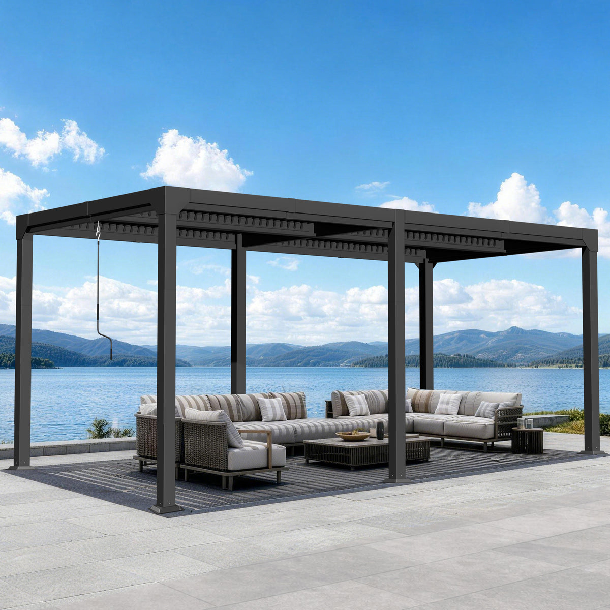 Patioslife Atlantic | Metal Louvered Pergola with Adjustable Roof, Freestanding All-Weather Shelter for Deck, Patio & Poolside