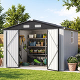 Patioslife YardVault Pro Metal Storage Shed with Window, Galvanized Steel Outdoor Tool Shed