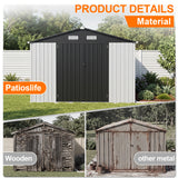 Patioslife YardVault Pro Metal Storage Shed with Window, Galvanized Steel Outdoor Tool Shed