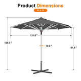 Patioslife 9ft, 10ft & 11ft Patio Umbrella – Round & Square Heavy Duty Aluminum Outdoor Market Umbrella with Double Vented Canopy
