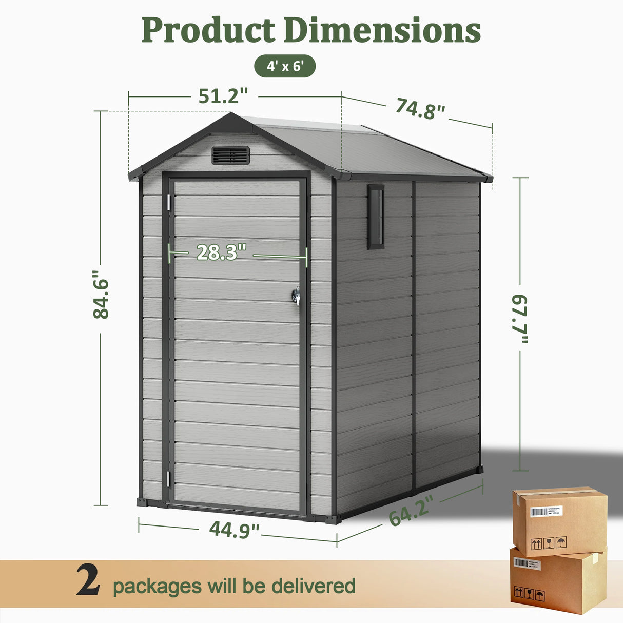 Patioslife YardVault Outdoor Storage Shed with Floor, All-Weather Resin Shed for Tools, Bikes & Lawn Equipment