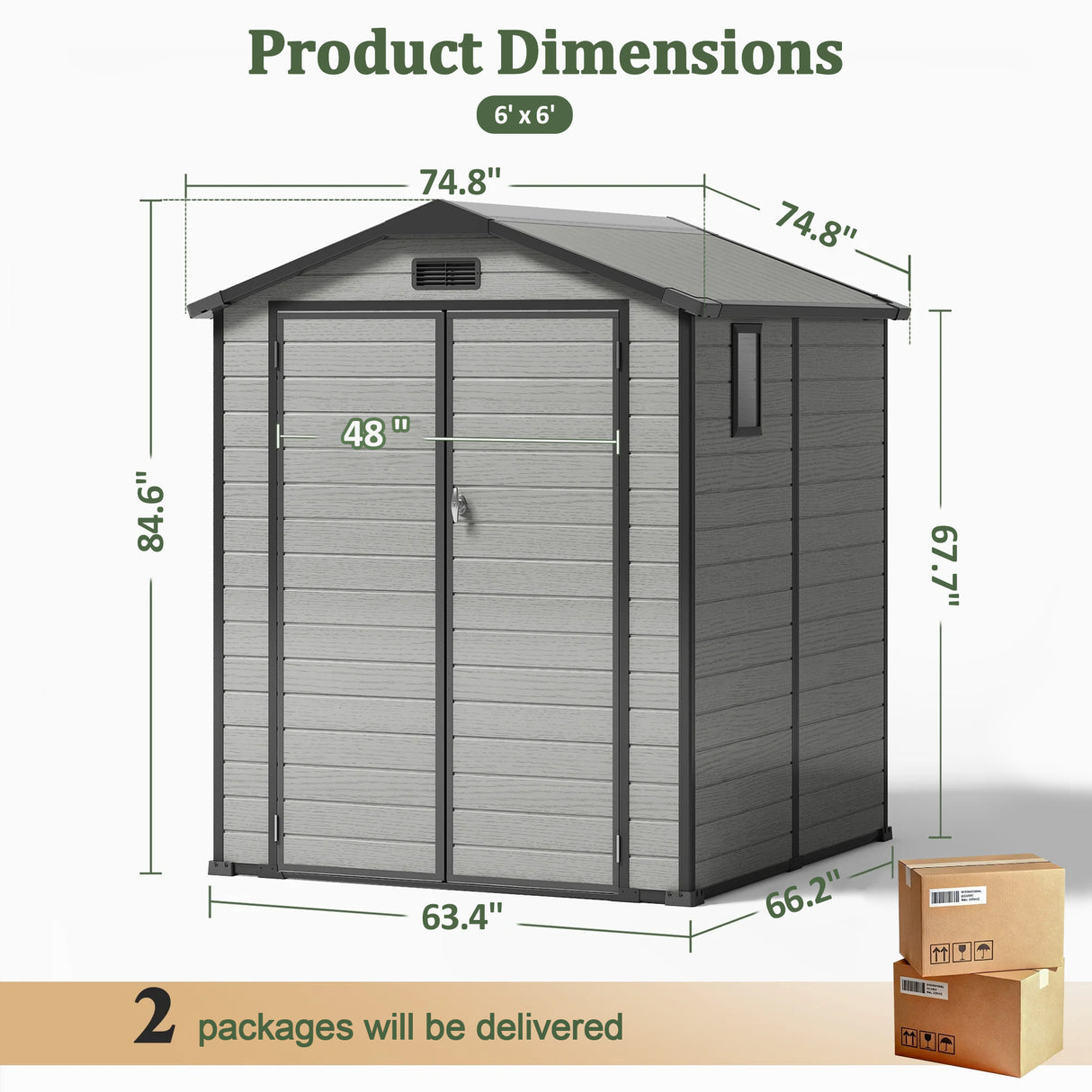 Patioslife YardVault Outdoor Storage Shed with Floor, All-Weather Resin Shed for Tools, Bikes & Lawn Equipment