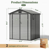 Patioslife YardVault Outdoor Storage Shed with Floor, All-Weather Resin Shed for Tools, Bikes & Lawn Equipment