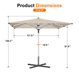 Patioslife 9ft, 10ft & 11ft Patio Umbrella – Round & Square Heavy Duty Aluminum Outdoor Market Umbrella with Double Vented Canopy