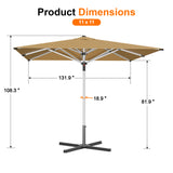 Patioslife 9ft, 10ft & 11ft Patio Umbrella – Round & Square Heavy Duty Aluminum Outdoor Market Umbrella with Double Vented Canopy