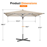 Patioslife 9ft, 10ft & 11ft Patio Umbrella – Round & Square Heavy Duty Aluminum Outdoor Market Umbrella with Double Vented Canopy