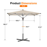 Patioslife 9ft, 10ft & 11ft Patio Umbrella – Round & Square Heavy Duty Aluminum Outdoor Market Umbrella with Double Vented Canopy