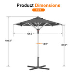 Patioslife 9ft, 10ft & 11ft Patio Umbrella – Round & Square Heavy Duty Aluminum Outdoor Market Umbrella with Double Vented Canopy