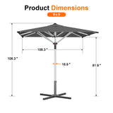 Patioslife 9ft, 10ft & 11ft Patio Umbrella – Round & Square Heavy Duty Aluminum Outdoor Market Umbrella with Double Vented Canopy