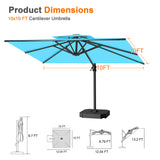 Patioslife Aegis Pro™ Cantilever Umbrella with Cross Metal Base, Reinforced & Powder-Coated Aluminium Ribs and Pole, Ideal for Garden & Patio