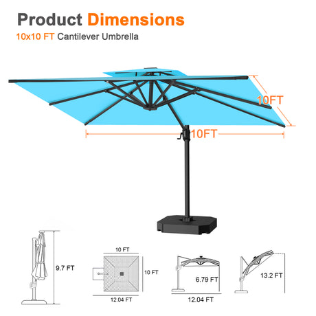 Patioslife Aegis Pro Cantilever Umbrella with Reinforced Aluminum Ribs and Pole for Patios, Gardens & Decks