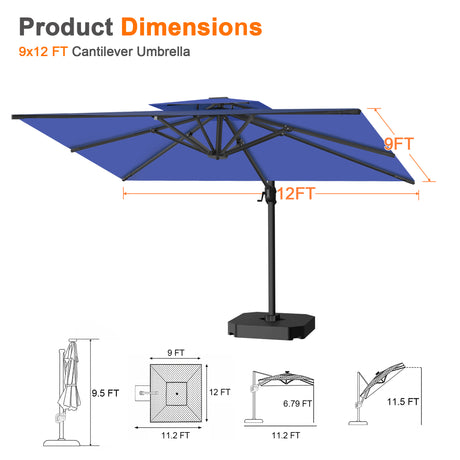 Patioslife Aegis Pro Cantilever Umbrella with Reinforced Aluminum Ribs and Pole for Patios, Gardens & Decks