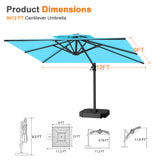 Patioslife Aegis Pro™ Cantilever Umbrella with Cross Metal Base, Reinforced & Powder-Coated Aluminium Ribs and Pole, Ideal for Garden & Patio