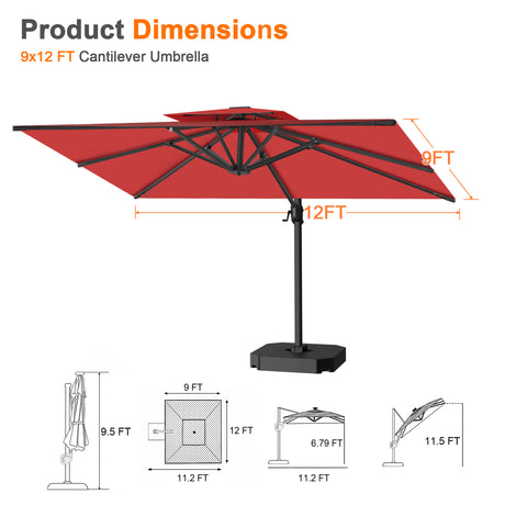 Patioslife Aegis Pro Cantilever Umbrella with Reinforced Aluminum Ribs and Pole for Patios, Gardens & Decks