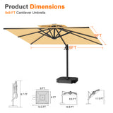 Patioslife Aegis Pro™ Cantilever Umbrella with Cross Metal Base, Reinforced & Powder-Coated Aluminium Ribs and Pole, Ideal for Garden & Patio