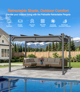 Patioslife Atlantic Retractable Pergola with Adjustable Canopy — Heavy-Duty Outdoor Shade Structure