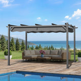 10×13ft Patioslife Charcoal Retractable Pergola, Heavy-Duty Outdoor Patio Shade with Adjustable Canopy
