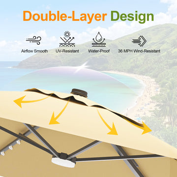 10 ft wind resistant patio umbrella Patioslife Aegis 10ft Round Cantilever Patio Umbrella with solar LED l – US-Patioslife