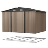 Patioslife Galvanized Steel Metal Storage Shed, Gable Roof Outdoor Shed for Backyard Garden Tools, Rust-Resistant Utility Tool Shed-Patioslife