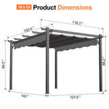 Patioslife Atlantic Retractable Pergola with Adjustable Canopy — Heavy-Duty Outdoor Shade Structure