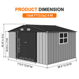 Patioslife YardVault Pro Metal Storage Shed with Window, Galvanized Steel Outdoor Tool Shed