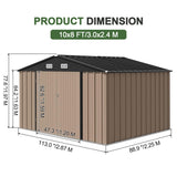 Patioslife Galvanized Steel Metal Storage Shed, Gable Roof Outdoor Shed for Backyard Garden Tools, Rust-Resistant Utility Tool Shed-Patioslife