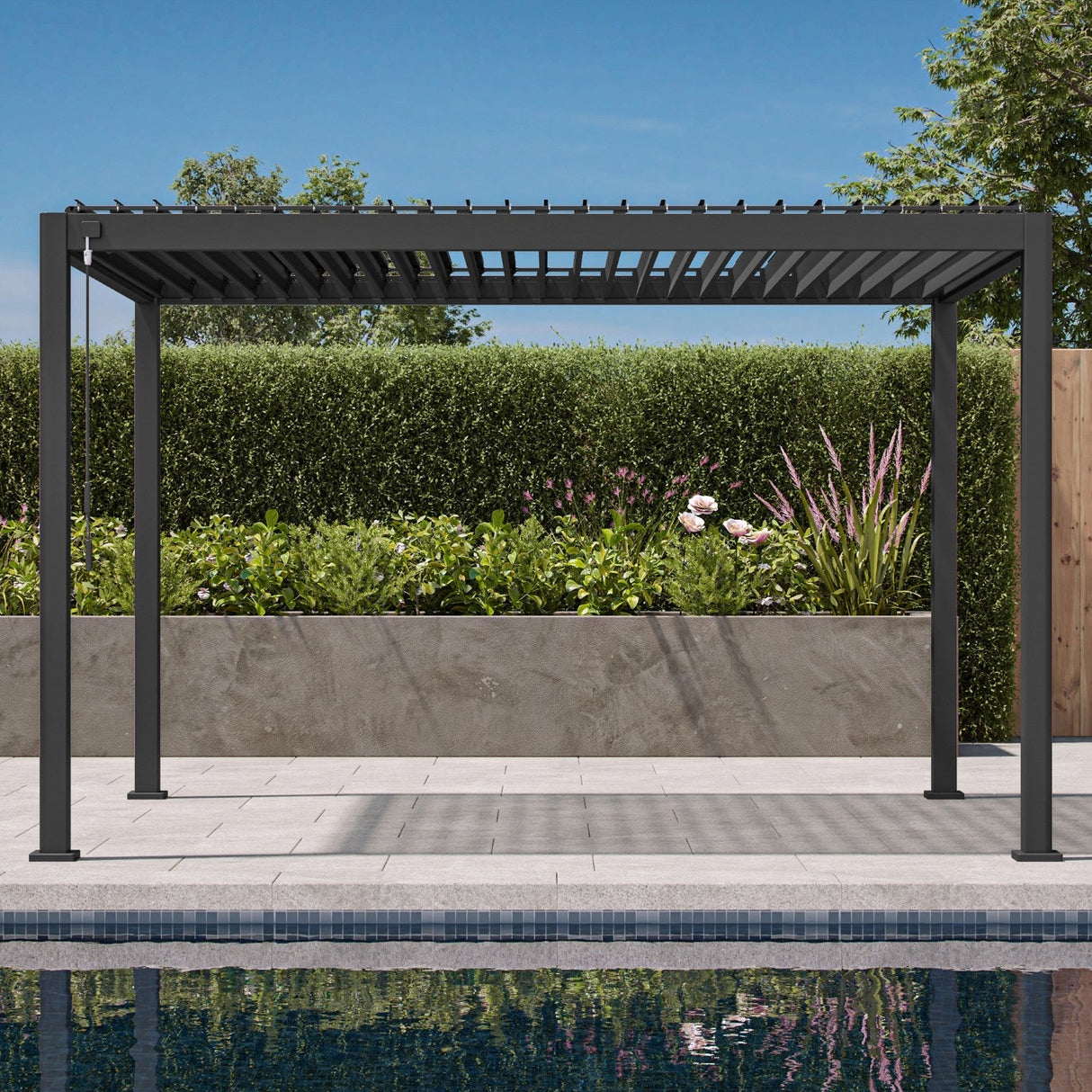 Patioslife Atlantic™ |10 x 10ft Aluminium Louvered Pergola with Adjustable Roof, Modern Outdoor Shade Structure for Garden, Deck & Patio