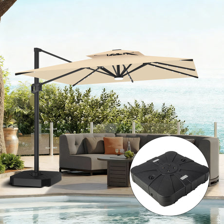Patioslife Aegis Pro Cantilever Umbrella with LED Lights and Cover, Reinforced & Powder-Coated Aluminium Ribs and Pole — Perfect for Garden & Patio