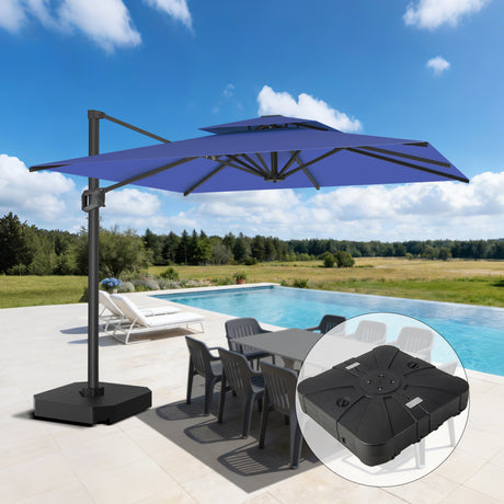 Patioslife Aegis Pro™ Cantilever Umbrella with Base & Protective Cover — Fibreglass Ribs & Powder-Coated Aluminium Pole for Garden & Patio