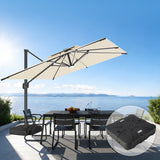 Patioslife Aegis Premium Cantilever Umbrella with Full-Rib LED Strip Lighting, Fibreglass Ribs, Powder-Coated Aluminium Pole & Protective Cover — Luxury Garden & Patio Shade