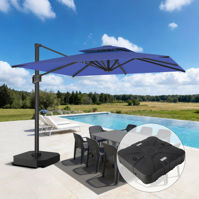 Patioslife Aegis Premium Cantilever Umbrella with Full-Rib LED Strip Lighting, Fibreglass Ribs and Powder-Coated Aluminium Pole for Luxury Garden & Patio Shade