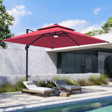 Patioslife Aegis Pro™ Cantilever Umbrella with LED Lights, Fibreglass Ribs & Powder-Coated Aluminium Pole — Perfect for Garden & Patio
