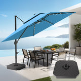 Patioslife Aegis Pro™ Cantilever Umbrella with LED Lights, Fibreglass Ribs & Powder-Coated Aluminium Pole — Perfect for Garden & Patio