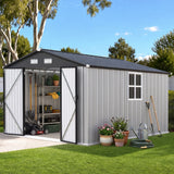 Patioslife YardVault Pro Metal Storage Shed with Window, Galvanized Steel Outdoor Tool Shed