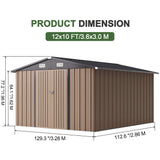 Patioslife Galvanized Steel Metal Storage Shed, Gable Roof Outdoor Shed for Backyard Garden Tools, Rust-Resistant Utility Tool Shed-Patioslife