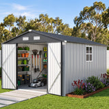 Patioslife YardVault Pro Metal Storage Shed with Window, Galvanized Steel Outdoor Tool Shed